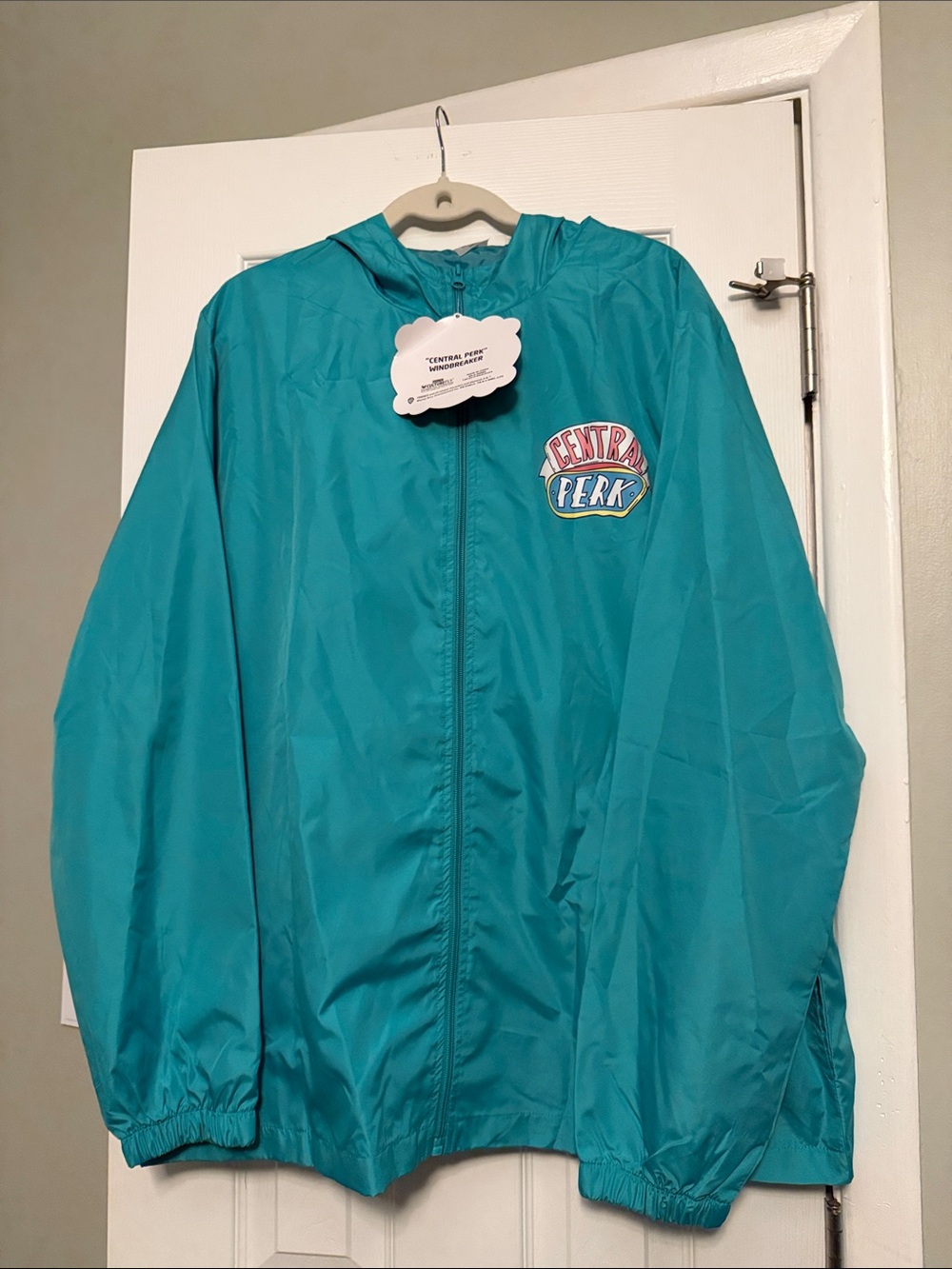 Teal Hooded Friends Windbreaker